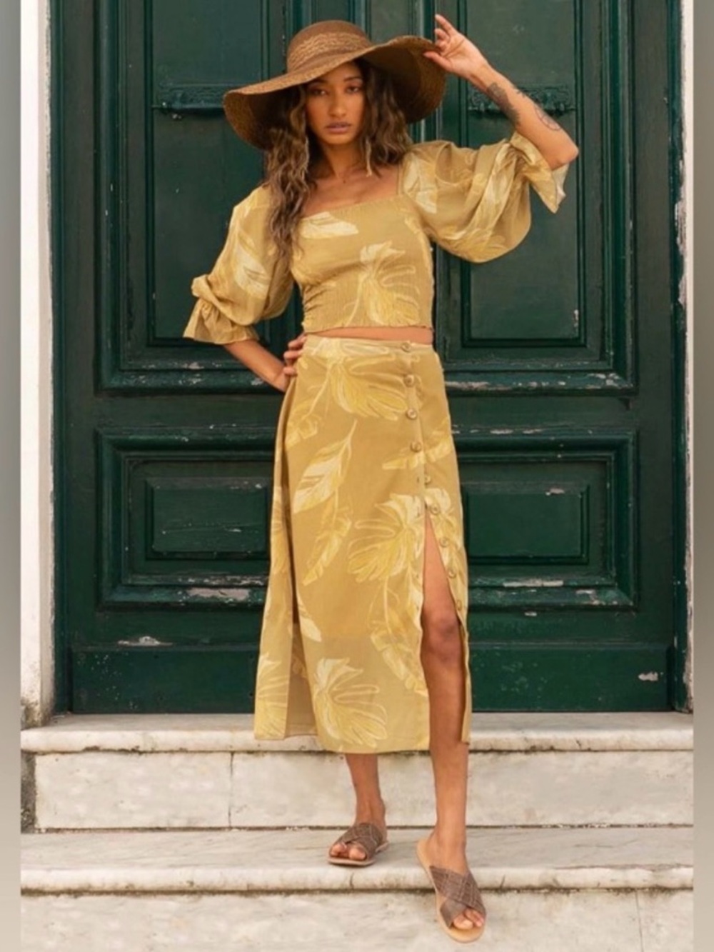 Joyfolie Mia Joy Rehanne Mustard Skirt and Top Set